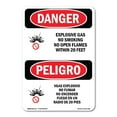 thumbnail image 1 of OSHA Danger Sign - Explosive Gas No Smoking 20 Feet Bilingual | Decal | Protect Your Business, Construction Site, Shop Area |  Made in The USA, 1 of 5