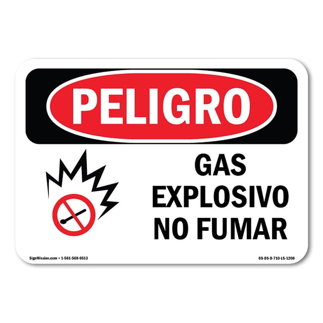 OSHA Danger Sign - Explosive Gas No Smoking Spanish | Decal | Protect ...