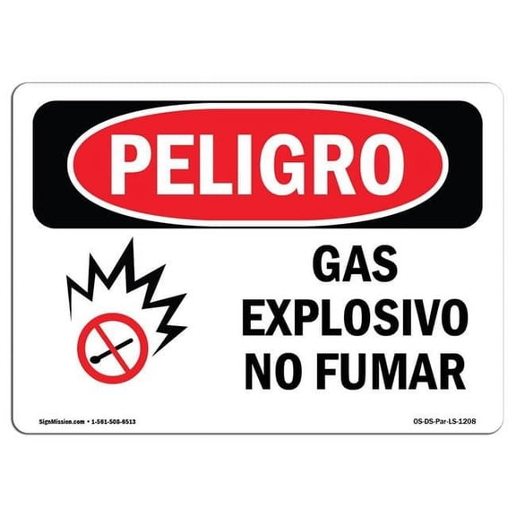 OSHA Danger Sign - Explosive Gas No Smoking Spanish