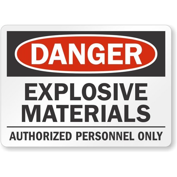 OSHA Danger Sign: Explosive Materials, Authorized Personnel Only Metal Sign 8"x12" – Indoor/Outdoor Use for Home & Office