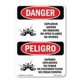 thumbnail image 1 of OSHA Danger Sign - Explosive Vapors No Smoking Bilingual | Decal | Protect Your Business, Construction Site, Shop Area |  Made in The USA, 1 of 5