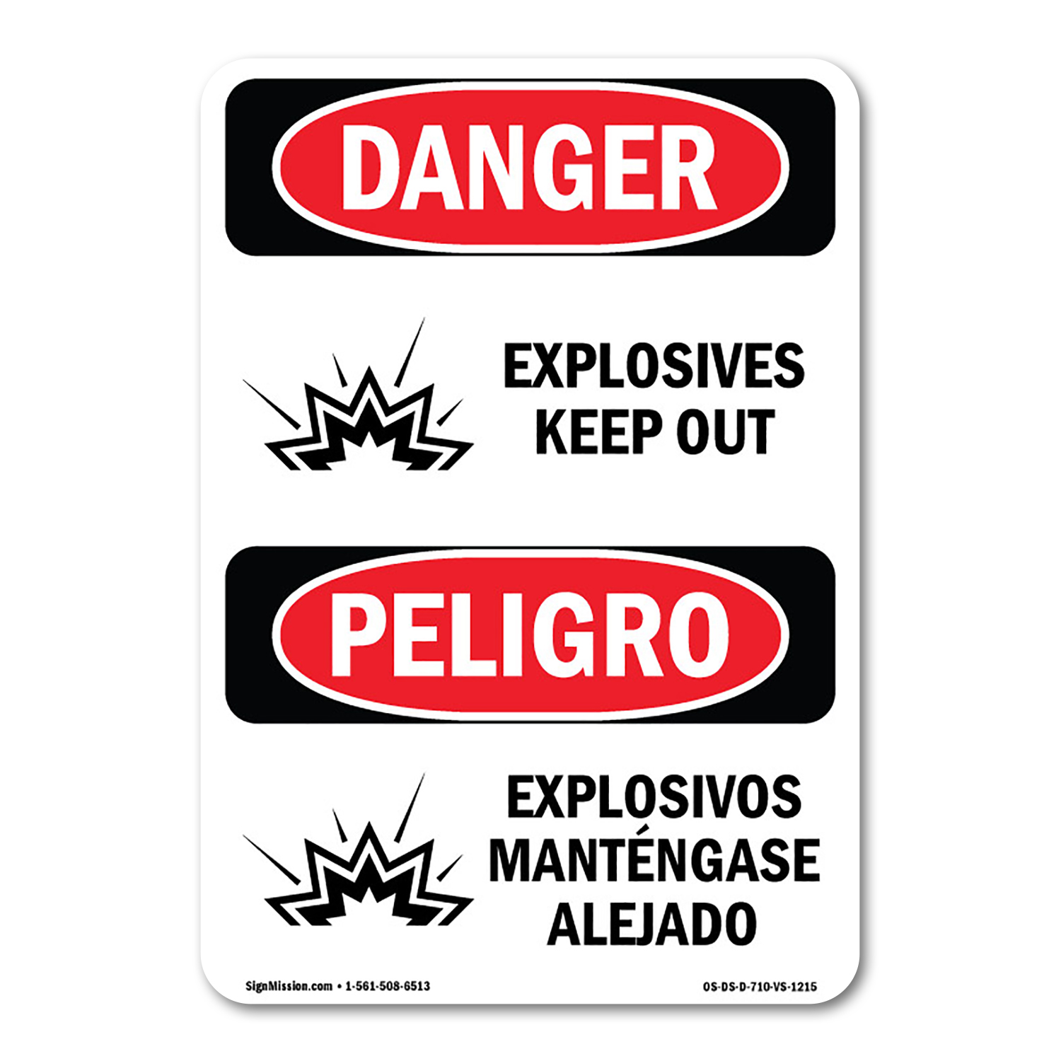 OSHA Danger Sign - Explosives Keep Out Bilingual | Decal | Protect Your ...