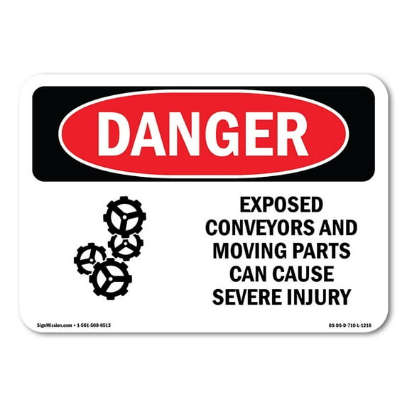 OSHA Danger Sign - Exposed Conveyors And Moving Parts | Decal | Protect Your Business, Construction Site, Warehouse & Shop Area | Made in The USA