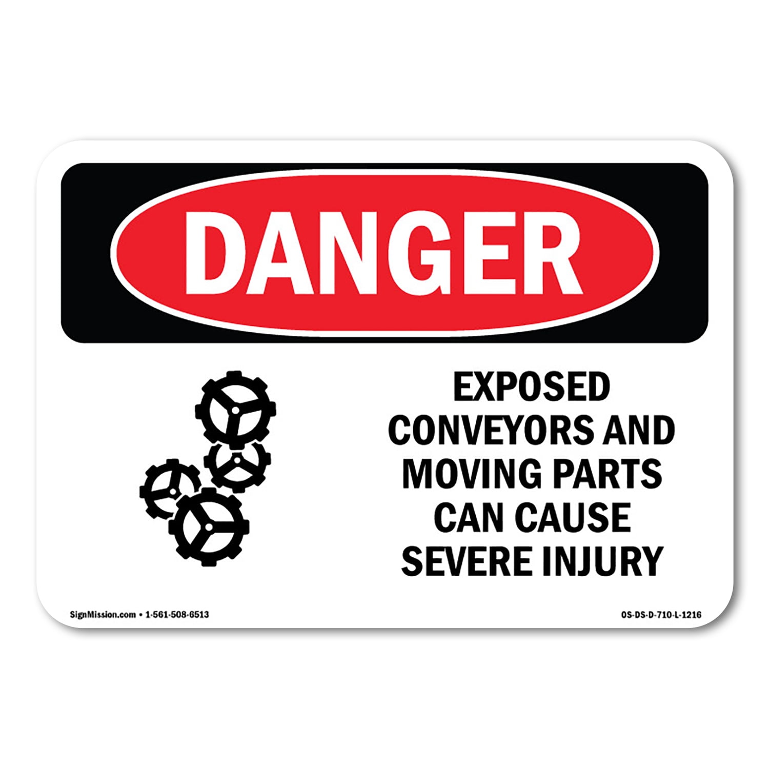 OSHA Danger Sign - Exposed Conveyors And Moving Parts | Plastic Sign ...