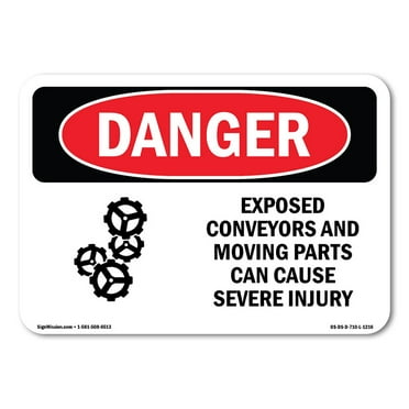 OSHA Danger Sign - Exposed Conveyors And Moving Parts | Plastic Sign | Protect Your Business, Construction Site, Warehouse & Shop Area |  Made in The USA