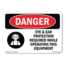 OSHA Danger Sign - Eye And Ear Protection Required | Plastic Sign | Protect Your Business, Construction Site, Warehouse & Shop Area |  Made in The USA