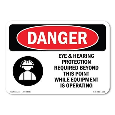 OSHA Danger Sign - Eye And Hearing Protection Required | Plastic Sign | Protect Your Business, Construction Site, Warehouse & Shop Area |  Made in The USA