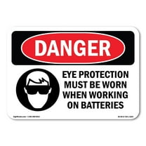 OSHA Danger Sign - Eye Protection Must Be Worn | Plastic Sign | Protect Your Business, Construction Site, Warehouse & Shop Area |  Made in The USA