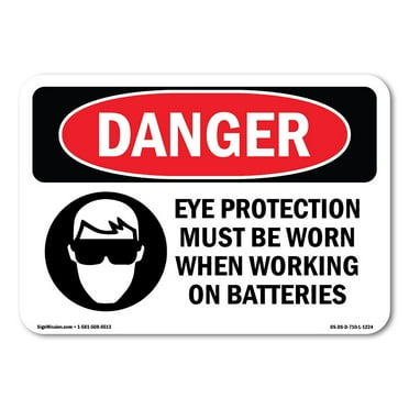 OSHA Danger Sign - Eye Protection Must Be Worn | Plastic Sign | Protect Your Business, Construction Site, Warehouse & Shop Area |  Made in The USA