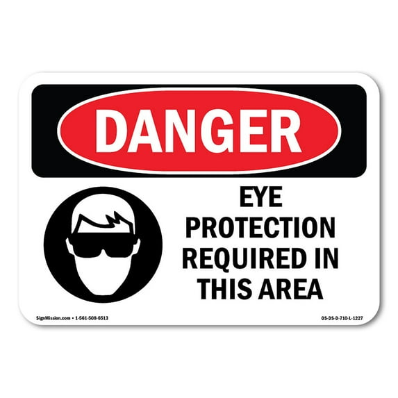 OSHA Danger Sign - Eye Protection Required In This Area | Plastic Sign | Protect Your Business, Construction Site, Warehouse & Shop Area | Made in The USA
