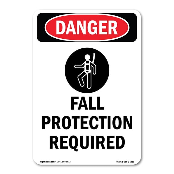 OSHA Danger Sign - Fall Protection Required | Decal | Protect Your Business, Construction Site, Warehouse & Shop Area | Made in The USA