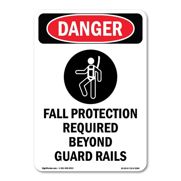 OSHA Danger Sign - Fall Protection Required | Decal | Protect Your Business, Construction Site, Warehouse & Shop Area | Made in The USA