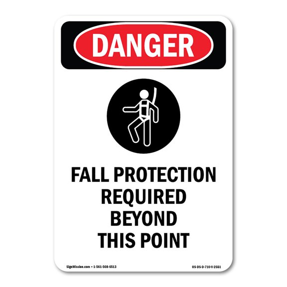 OSHA Danger Sign - Fall Protection Required | Decal | Protect Your Business, Construction Site, Warehouse & Shop Area | Made in The USA