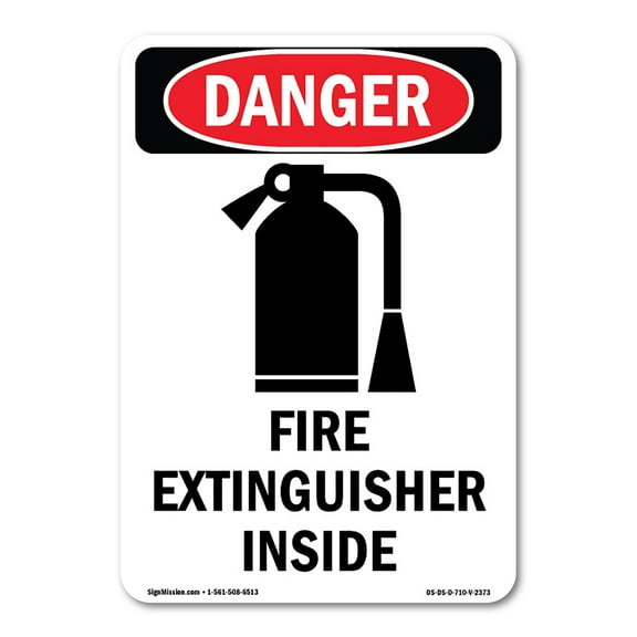OSHA Danger Sign -  Fire Extinguisher Inside | Decal | Protect Your Business, Construction Site, Warehouse & Shop Area |  Made in The USA