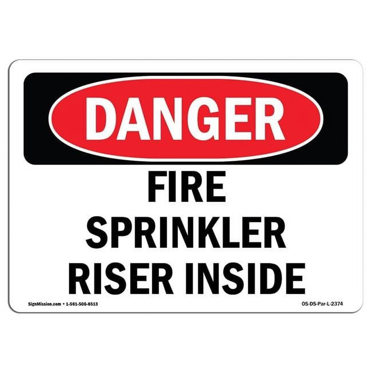 Danger Sign Electric Riser OSHA Danger Sign - Fire Sprinkler Riser Inside - Walmart Business Supplies
