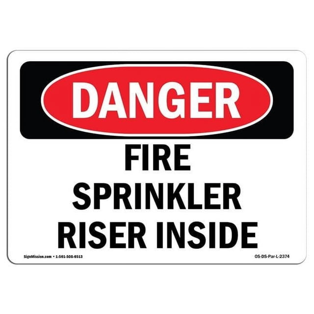 OSHA Danger Sign - Fire Sprinkler Riser Inside - Walmart Business Supplies