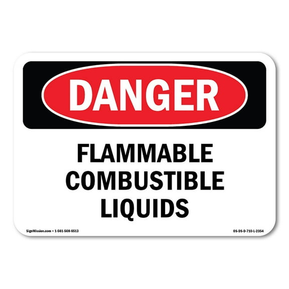 OSHA Danger Sign - Flammable Combustible Liquids | Decal | Protect Your Business, Construction Site, Warehouse & Shop Area |  Made in The USA