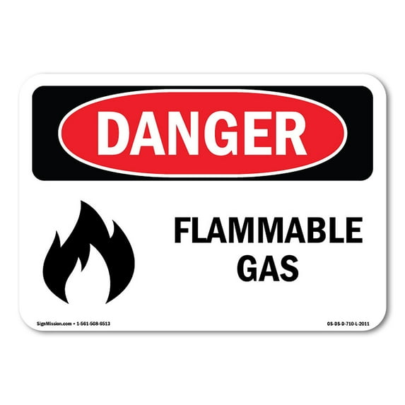 OSHA Danger Sign - Flammable Gas | Plastic Sign | Protect Your Business, Construction Site, Warehouse & Shop Area | Made in The USA