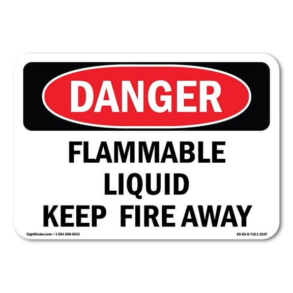 OSHA Danger Sign - Flammable Liquid Keep Fire Away | Plastic Sign | Protect Your Business, Construction Site, Warehouse & Shop Area |  Made in The USA