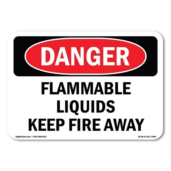 OSHA Danger Sign - Flammable Liquids Keep Fire Away | Plastic Sign | Protect Your Business, Construction Site, Warehouse & Shop Area | Made in The USA