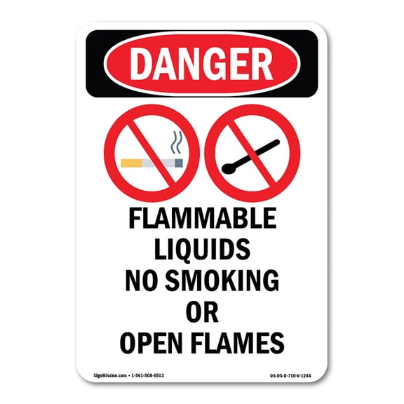 OSHA Danger Sign -  Flammable Liquids No | Plastic Sign | Protect Your Business, Construction Site, Warehouse & Shop Area |  Made in The USA