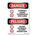 thumbnail image 1 of OSHA Danger Sign - Flammable Liquids No Smoking Bilingual | Plastic Sign | Protect Your Business, Construction Site, Shop Area |  Made in The USA, 1 of 5