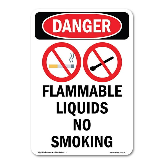 OSHA Danger Sign - Flammable Liquids No Smoking | Decal | Protect Your Business, Construction Site, Warehouse & Shop Area | Made in The USA