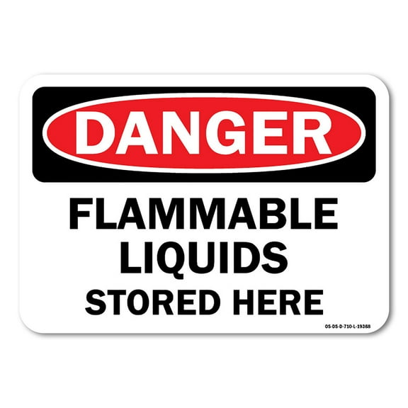 OSHA Danger Sign - Flammable Liquids Stored Here | Plastic Sign | Protect Your Business, Work Site, Warehouse & Shop Area |  Made in the USA