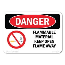 OSHA Danger Sign - Flammable Material Keep Open Flame Away | Decal | Protect Your Business, Construction Site, Shop Area |  Made in The USA