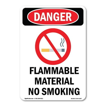 OSHA Danger Sign -  Flammable Material No Smoking | Decal | Protect Your Business, Construction Site, Warehouse & Shop Area |  Made in The USA