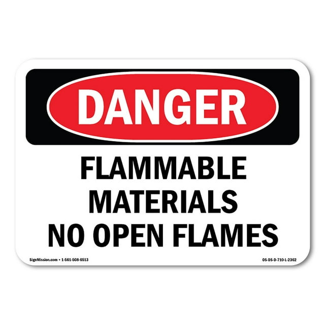 OSHA Danger Sign - Flammable Materials No Open Flames | Plastic Sign | Protect Your Business, Construction Site, Warehouse & Shop Area |  Made in The USA