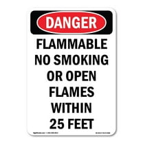 OSHA Danger Sign -  Flammable No Smoking Or Open Flames | Decal | Protect Your Business, Construction Site, Warehouse & Shop Area |  Made in The USA