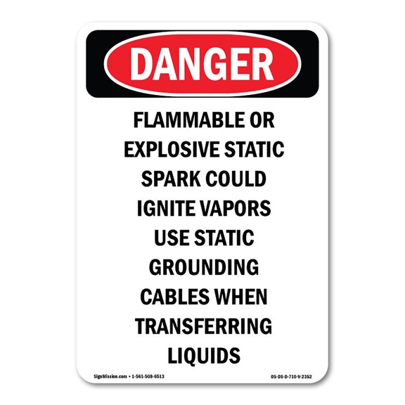 OSHA Danger Sign - Flammable Or Explosive Static | Decal | Protect Your Business, Construction Site, Warehouse & Shop Area | Made in The USA