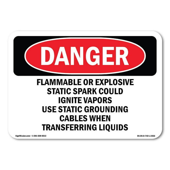 OSHA Danger Sign - Flammable Or Explosive Static Spark Could | Plastic Sign | Protect Your Business, Construction Site, Shop Area |  Made in The USA