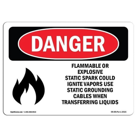OSHA Danger Sign - Flammable or Explosive Static