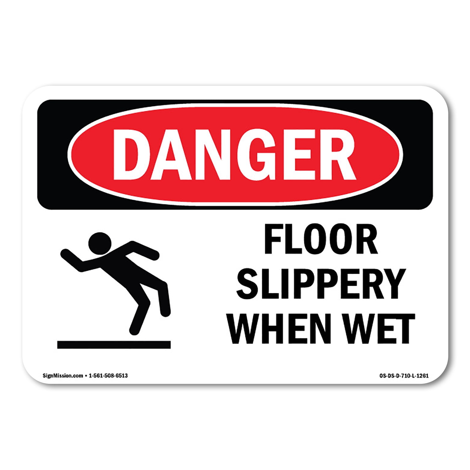 OSHA Danger Sign Floor Slippery When Wet Decal Protect Your