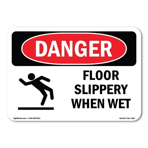 OSHA Danger Sign - Floor Slippery When Wet | Decal | Protect Your Business, Construction Site, Warehouse & Shop Area | Made in The USA