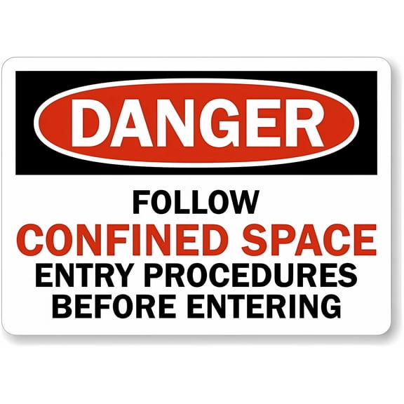 OSHA Danger Sign Follow Confined Space Entry Procedures Before Entering - 8"x12" Metal Sign, Warning for Wall Fence, Confined Space, Procedure Alert