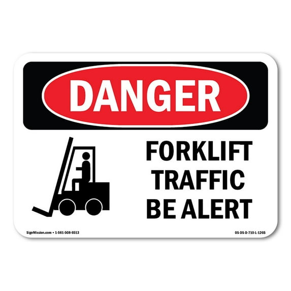 OSHA Danger Sign - Forklift Traffic Be Alert | Plastic Sign | Protect Your Business, Construction Site, Warehouse & Shop Area | Made in The USA