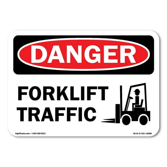 OSHA Danger Sign - Forklift Traffic | Vinyl Decal | Protect Your Business, Construction Site, Warehouse & Shop Area | Made in the USA
