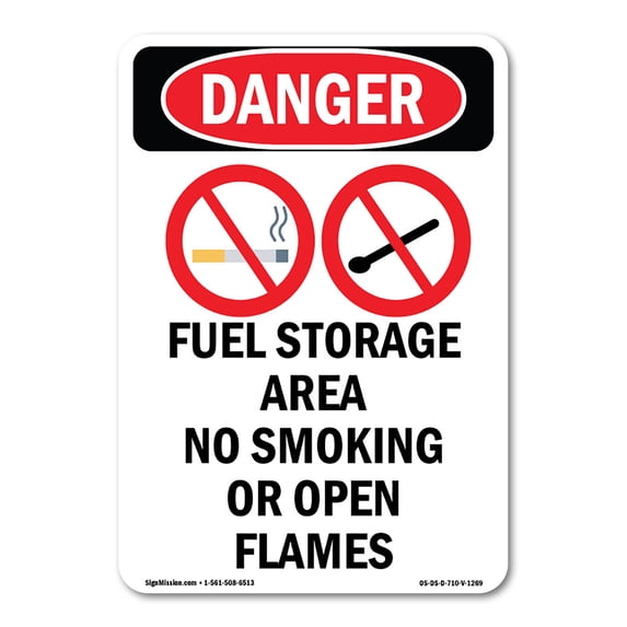 OSHA Danger Sign - Fuel Storage Area No | Aluminum Sign | Protect Your Business, Construction Site, Warehouse & Shop Area | Made in The USA