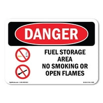 OSHA Danger Sign - Fuel Storage Area No Smoking Or Open Flames | Decal | Protect Your Business, Construction Site, Shop Area |  Made in The USA
