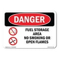thumbnail image 1 of OSHA Danger Sign - Fuel Storage Area No Smoking Or Open Flames |  Aluminum Sign | Protect Your Business, Construction Site, Shop Area |  Made in The USA, 1 of 6