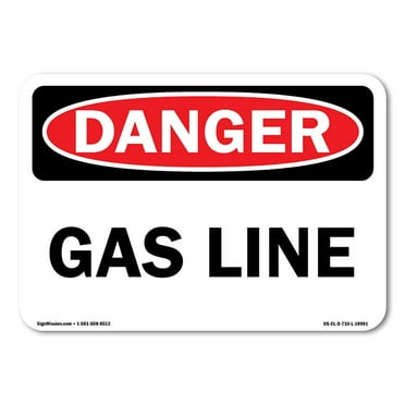 OSHA Danger Sign - Gas Line | Plastic Sign | Protect Your Business, Construction Site, Warehouse & Shop Area | Made in the USA