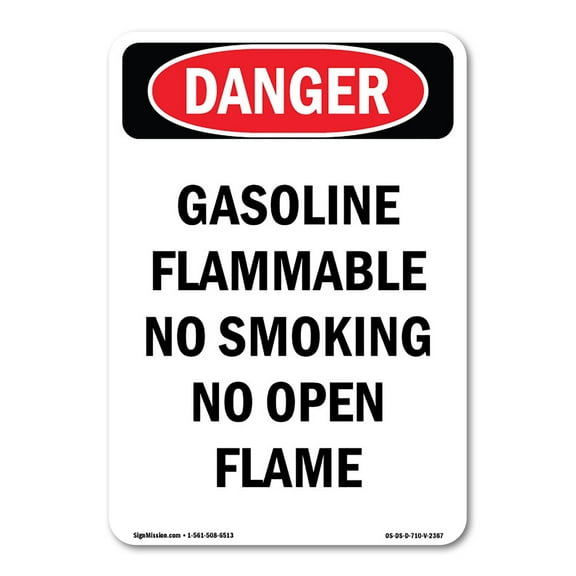 OSHA Danger Sign -  Gasoline Flammable No Smoking | Decal | Protect Your Business, Construction Site, Warehouse & Shop Area |  Made in The USA