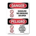 thumbnail image 1 of OSHA Danger Sign - Gasoline No Smoking Or Open Flames Bilingual | Plastic Sign | Protect Your Business, Construction Site, Shop Area |  Made in The USA, 1 of 5
