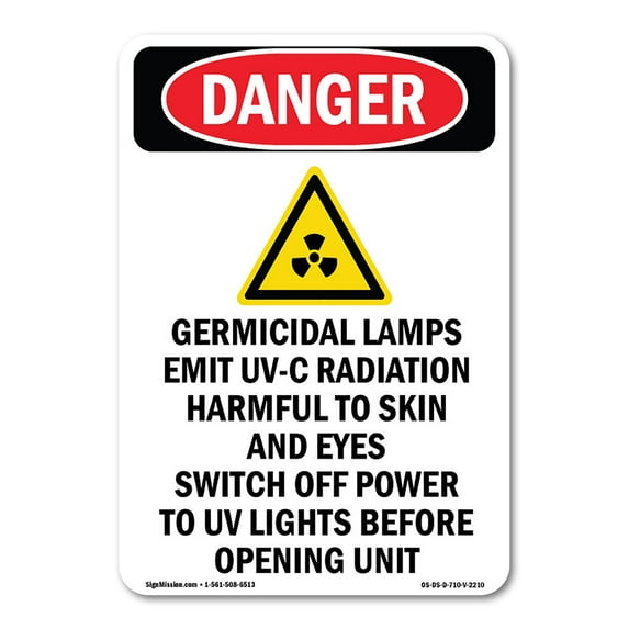 OSHA Danger Sign - Germicidal Lamps Emit | Decal | Protect Your Business, Construction Site, Warehouse & Shop Area | Made in The USA