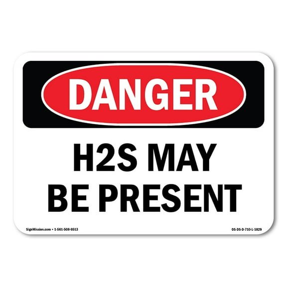OSHA Danger Sign - H2S May Be Present | Plastic Sign | Protect Your Business, Construction Site, Warehouse & Shop Area |  Made in The USA