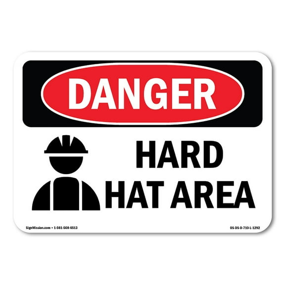 OSHA Danger Sign - Hard Hat Area | Plastic Sign | Protect Your Business, Construction Site, Warehouse & Shop Area |  Made in The USA