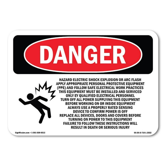 OSHA Danger Sign - Hazard Electric Shock Explosion | Decal | Protect Your Business, Construction Site, Warehouse & Shop Area | Made in The USA